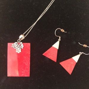 Coral and sterling set